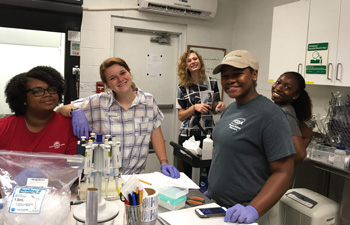 University students in a laboratory.