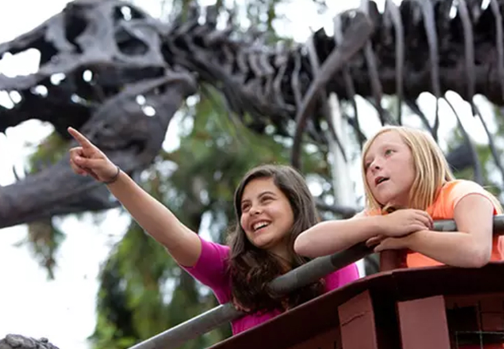 Girls at Dinosaur Exhibit