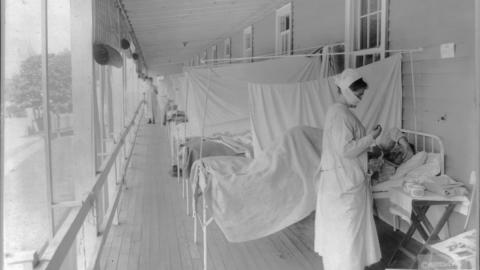 Influenza ward, Walter Reed Hospital, Washington, D.C., about Nov. 1, 1918.