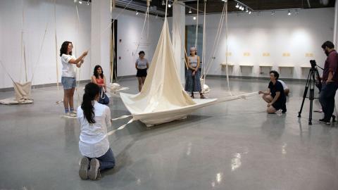 Students participate in a workshop at the Center for the Visual Arts.